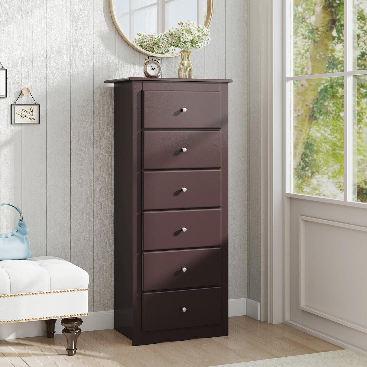 6 Drawers Chest Dresser Clothes Storage Bedroom Furniture Cabinet