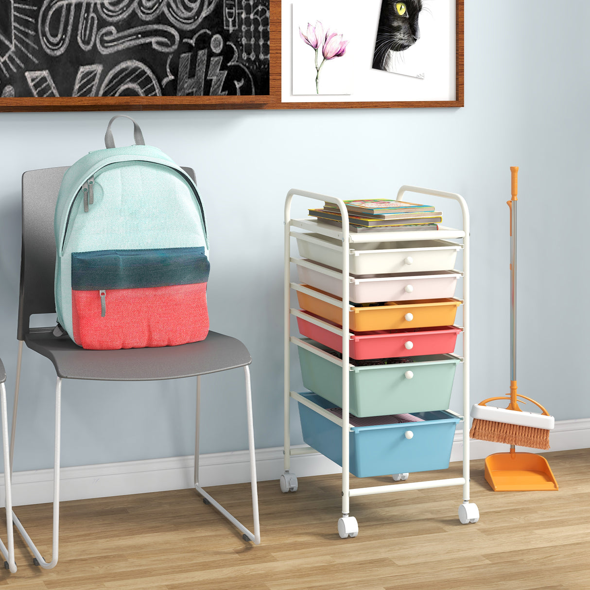 6 Drawers Rolling Storage Cart Organizer-Transparent