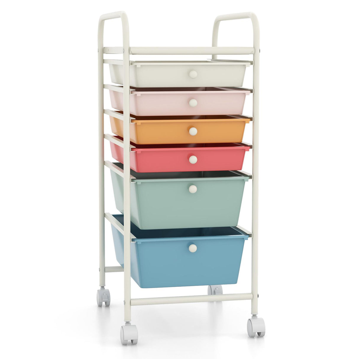 6 Drawers Rolling Storage Cart Organizer-Transparent