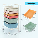 6 Drawers Rolling Storage Cart Organizer-Transparent