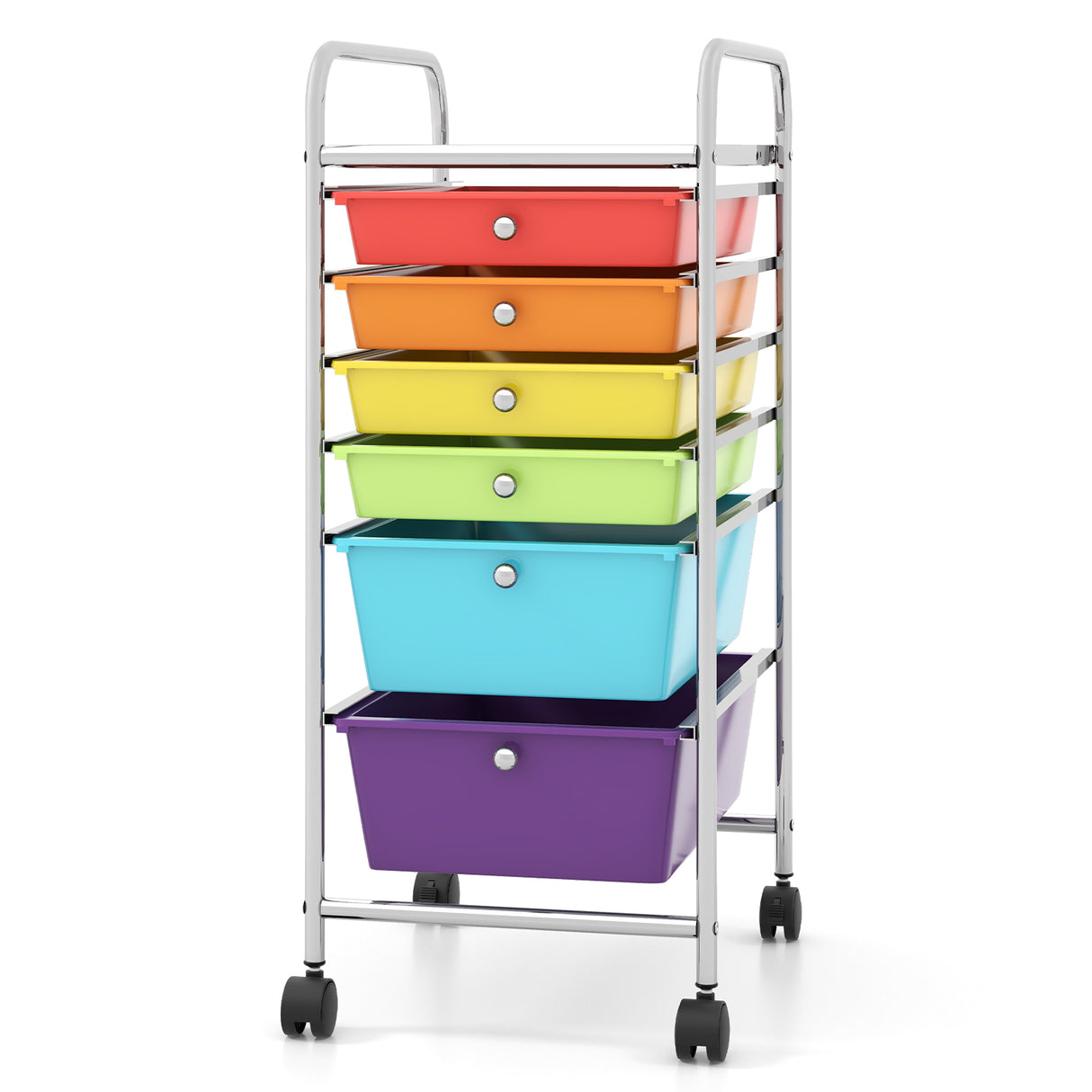 6 Drawers Rolling Storage Cart Organizer-Transparent