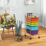 6 Drawers Rolling Storage Cart Organizer-Transparent