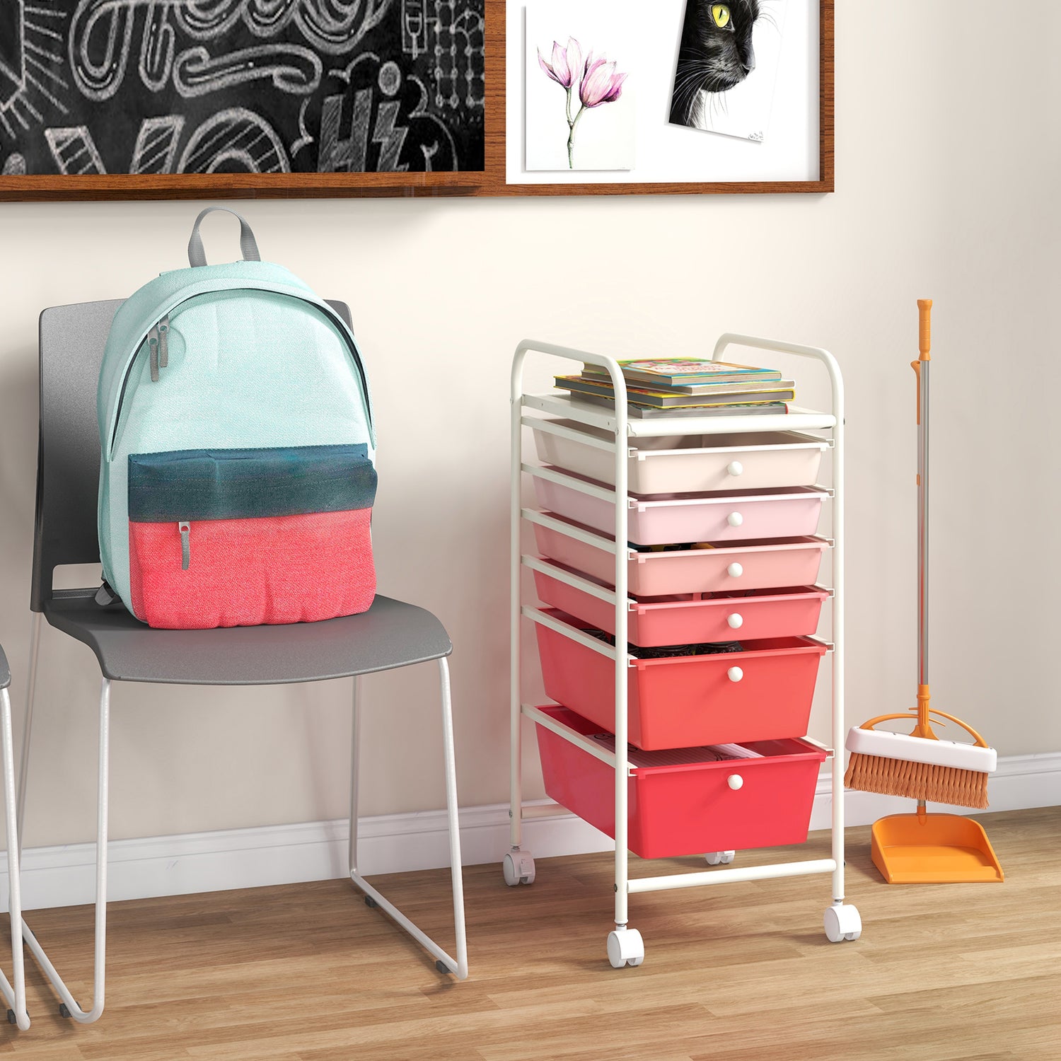 6 Drawers Rolling Storage Cart Organizer-Transparent