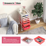 6 Drawers Rolling Storage Cart Organizer-Transparent