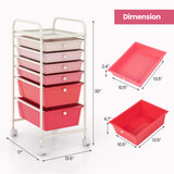 6 Drawers Rolling Storage Cart Organizer-Transparent