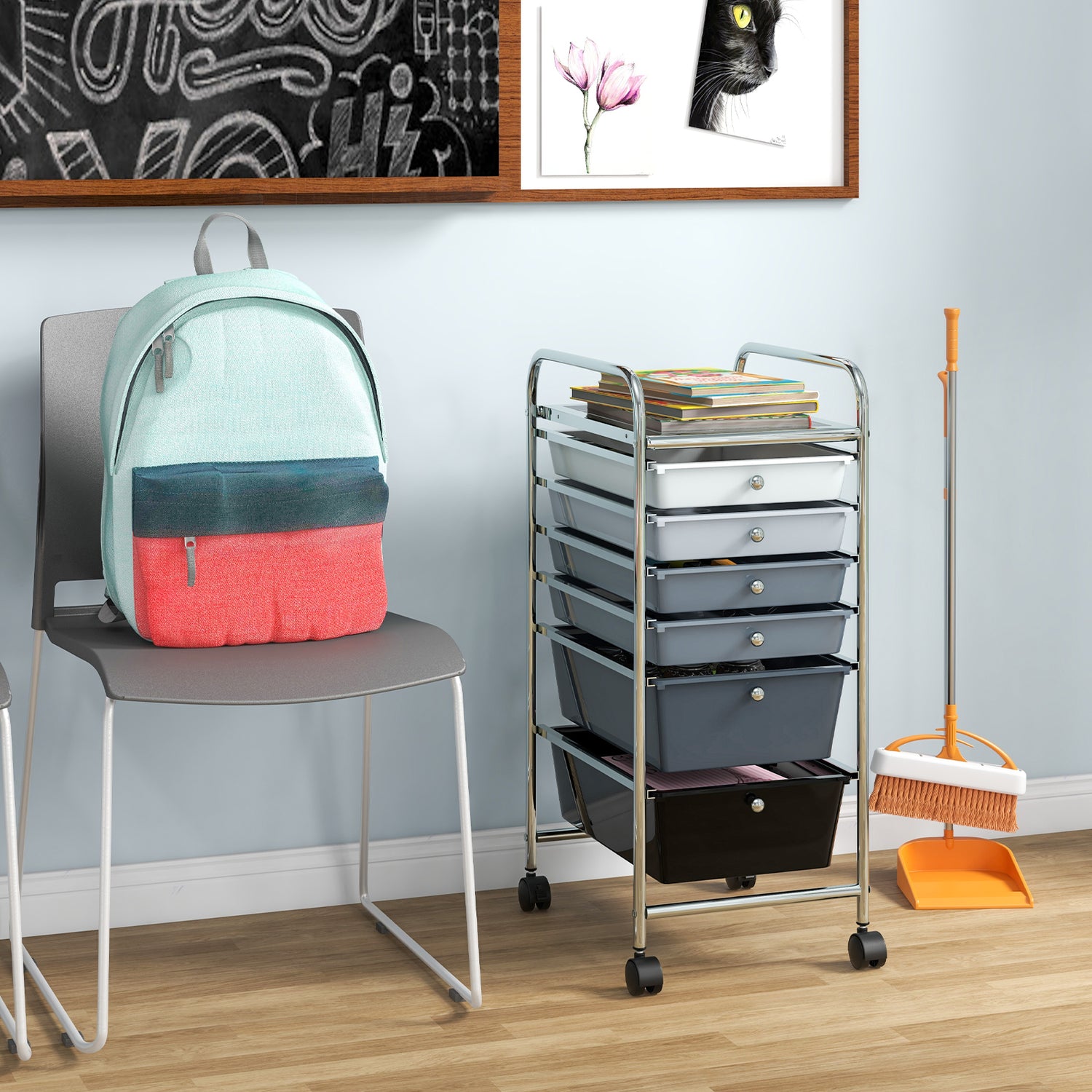 6 Drawers Rolling Storage Cart Organizer-Transparent