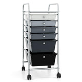 6 Drawers Rolling Storage Cart Organizer-Transparent