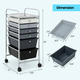 6 Drawers Rolling Storage Cart Organizer-Transparent