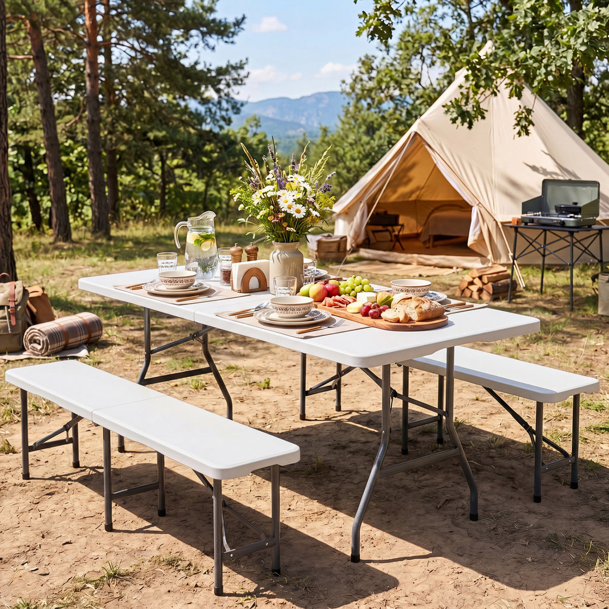 Plastic Fold-in-Half Camping Table