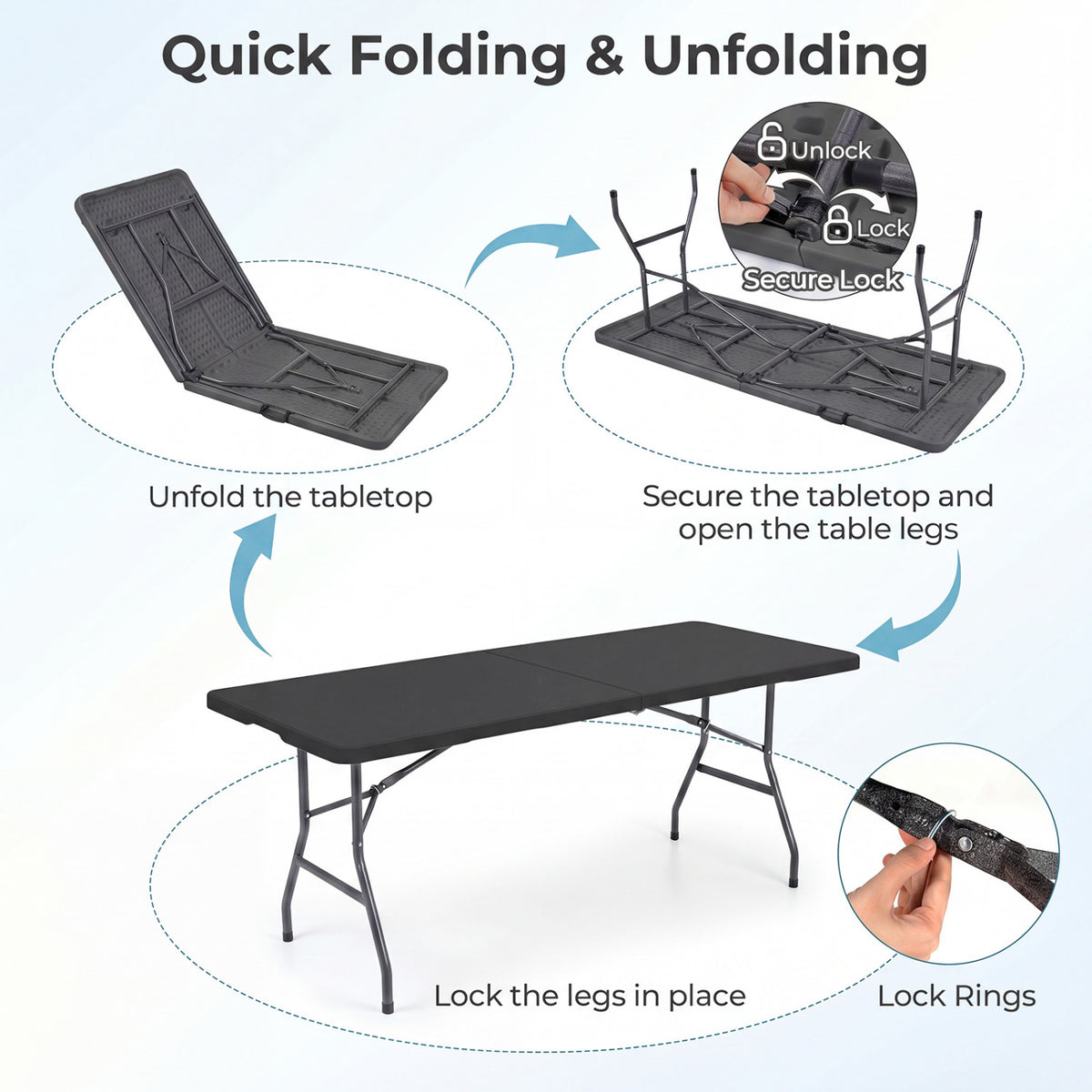 Plastic Fold-in-Half Camping Table