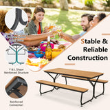 6 Feet Outdoor Picnic Table Bench Set for 6-8 People-Brown