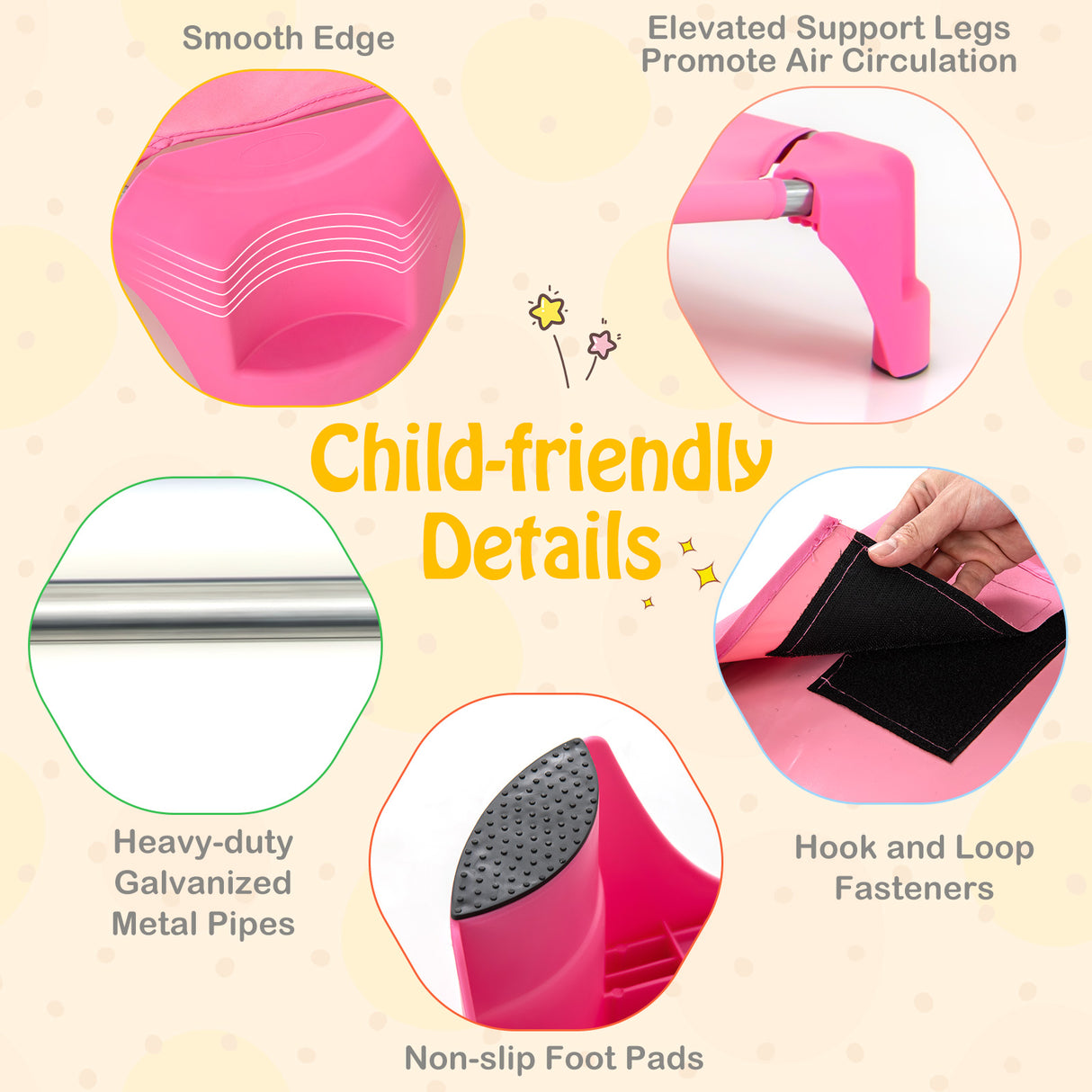 Portable 6 Pack Stackable Daycare Cots Sleeping Bed for Kids 52 Inch