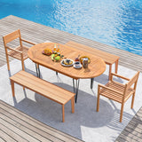 6 Person 71 Inch Patio Dining Table with Teak Wood Tabletop