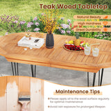 6 Person 71 Inch Patio Dining Table with Teak Wood Tabletop