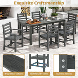 6 Pieces Patio Dining Bench Set Outdoor HDPE Weather Resistant Table and Chairs Set