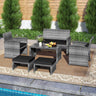 6 Pieces Patio Furniture Set Outdoor Sectional Conversation PE Rattan Sofa Set