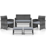 6 Pieces Patio Furniture Set Outdoor Sectional Conversation PE Rattan Sofa Set