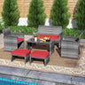 6 Pieces Patio Furniture Set Outdoor Sectional Conversation PE Rattan Sofa Set