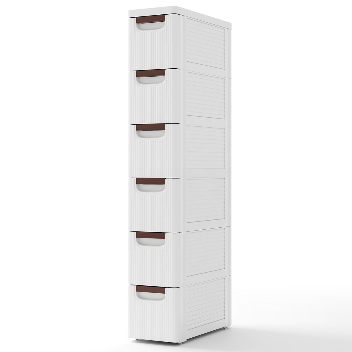 3/4/5/6-Drawer Rolling Organizer Unit Narrow Storage Cabinet with Built-In Wheels for Small Space-3