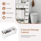 3/4/5/6-Drawer Rolling Organizer Unit Narrow Storage Cabinet with Built-In Wheels for Small Space-3