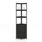 6-Tier 71" Tall Freestanding Bookshelf with Cabinet and Metal Frame-Black