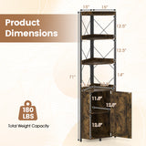 6-Tier 71" Tall Freestanding Bookshelf with Cabinet and Metal Frame-Black