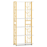 6-Tier Bookshelf Modern Geometric Bookcase with Heavy-duty Metal Frame and Anti-tipping Kits
