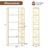 6-Tier Bookshelf Modern Geometric Bookcase with Heavy-duty Metal Frame and Anti-tipping Kits