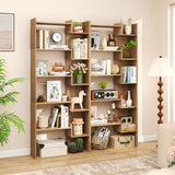 6-Tier Bookshelf Wooden Bookcase with 2 Anti-Tipping Kits Open Display Shelf