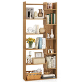 6-Tier Bookshelf Wooden Bookcase with 2 Anti-Tipping Kits Open Display Shelf