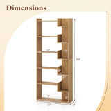 6-Tier Bookshelf Wooden Bookcase with 2 Anti-Tipping Kits Open Display Shelf