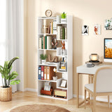 6-Tier Bookshelf Wooden Bookcase with 2 Anti-Tipping Kits Open Display Shelf