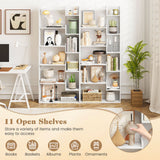 6-Tier Bookshelf Wooden Bookcase with 2 Anti-Tipping Kits Open Display Shelf