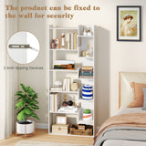 6-Tier Bookshelf Wooden Bookcase with 2 Anti-Tipping Kits Open Display Shelf