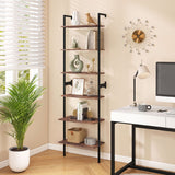 6-Tier Freestanding ladder Storage bookshelf with Metal Frame for Study and Pantry