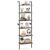6-Tier Freestanding ladder Storage bookshelf with Metal Frame for Study and Pantry