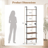 6-Tier Freestanding ladder Storage bookshelf with Metal Frame for Study and Pantry