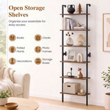 6-Tier Freestanding ladder Storage bookshelf with Metal Frame for Study and Pantry