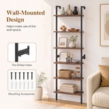 6-Tier Freestanding ladder Storage bookshelf with Metal Frame for Study and Pantry