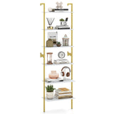 6-Tier Freestanding ladder Storage bookshelf with Metal Frame for Study and Pantry