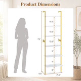6-Tier Freestanding ladder Storage bookshelf with Metal Frame for Study and Pantry
