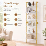 6-Tier Freestanding ladder Storage bookshelf with Metal Frame for Study and Pantry