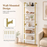 6-Tier Freestanding ladder Storage bookshelf with Metal Frame for Study and Pantry