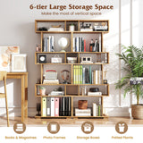 6-Tier Geometric Bookshelf with 2 Anti-Tipping Kits for Home Office