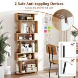 6-Tier Geometric Bookshelf with 2 Anti-Tipping Kits for Home Office