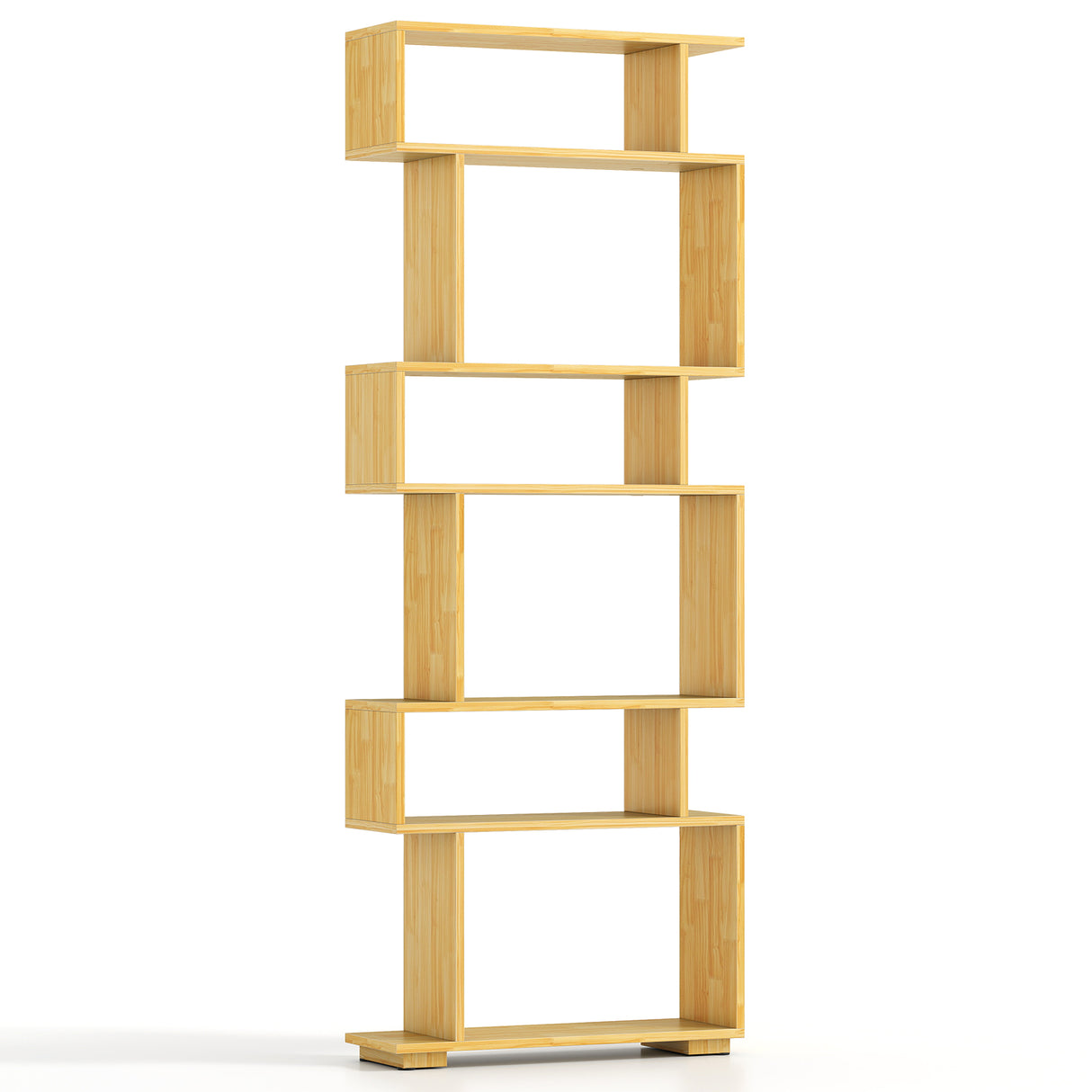 6-Tier Geometric Bookshelf with 2 Anti-Tipping Kits for Home Office