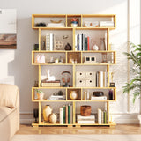 6-Tier Geometric Bookshelf with 2 Anti-Tipping Kits for Home Office
