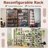 6-Tier Metal Storage Shelving Unit with V-Shaped Wire Rack for Home Garage-Black