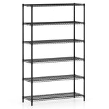 6-Tier Metal Storage Shelving Unit with V-Shaped Wire Rack for Home Garage-Black