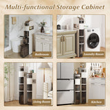 5-Tier Narrow Bathroom Storage Cabinet with Drawers and Tissue Box